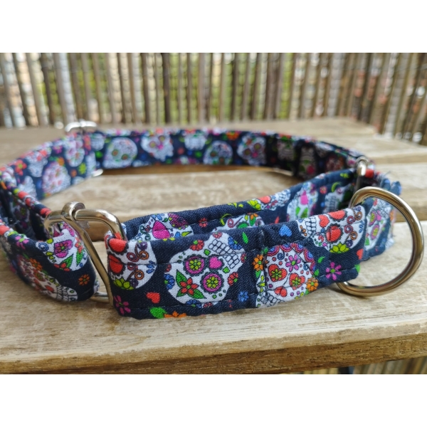 collar martingale calavera flores